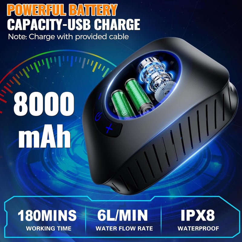 Pankay Portable Shower for Camping, 8000mAh Rechargeable Camping Shower Pump with XL Foldable Bucket, IPX8 Waterproof, Surrounding Water Inlet, 5 Pressure Modes Outdoor Shower Pump for Hiking, Travel, Pet - Image 2